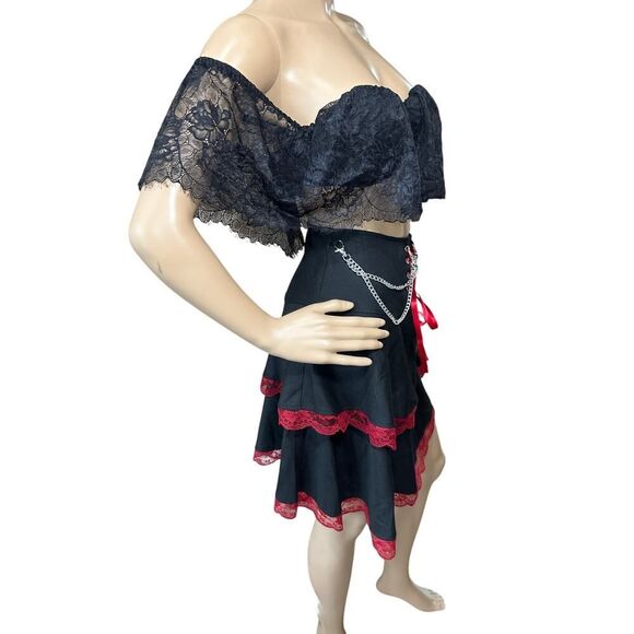 NWT Hot Topic Tiered Lace Chain Mini Skirt SZ Large Steampunk Gothic Whimsigoth - Picture 6 of 12
